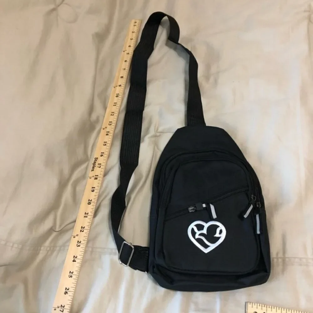 Nebraska Methodist Hospital Black Sling Bag with Heart Dove Design